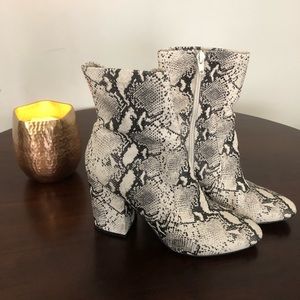 Steve Madden “Revolution” Snake ankle booties